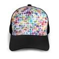 thumbnail image 3 of Naloa Colorful Watercolor Dots Adult adjustable Print Baseball Hat, Patchwork curved brim baseball capfor Men and Women, One Size, 3 of 5
