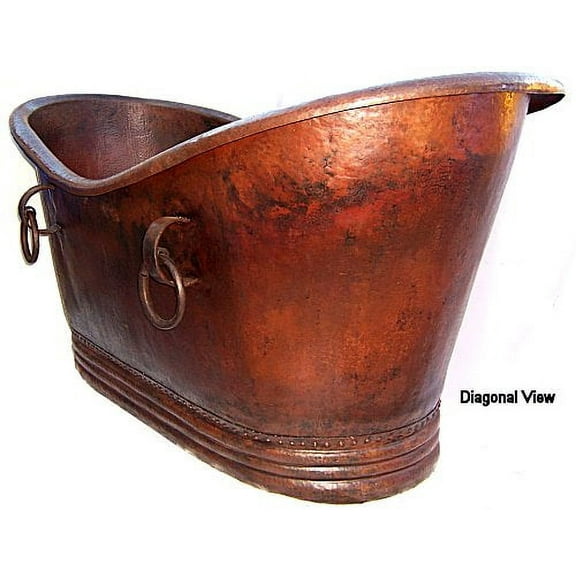 Fine Crafts & Imports Hammered Copper 70" x 35", Copper Bathtub, Rust Proof