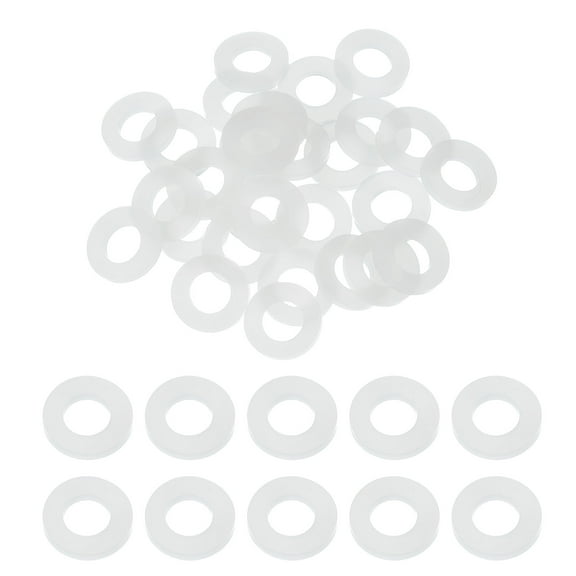 30 Pcs M8 Silicone Flat Washers 8mm ID 15mm OD 2mm Thick Plain Washer Grommets Sealing Spacer Gasket Ring Water Hose Washers, White