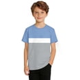 thumbnail image 4 of ITSAME Boys Short Sleeve Shirts Color Block Crewneck Tees Summer Loose Casual Tops Light Blue Size 10-11, 4 of 6