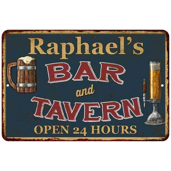 Raphael's Green Bar & Tavern Rustic Sign 8 x 12 Matte Finish Metal 108120047824