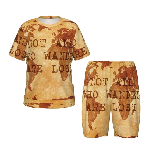 Balery Not All Those Who Wander Are Lost2 Conjunto de Pijama Infantil de Manga Corta con Estampado – Ropa de Dormir de Algodón Suave-Medium