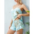 thumbnail image 4 of ZAXARRA Ensemble Pyjama 2 Pièces Femme Tops Cami + Shorts en Soie à Imprimé Floral Doux, 4 of 9