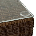 thumbnail image 4 of vidaXL Patio Coffee Table Brown 23.6"x23.6"x11.8" Poly Rattan & Glass, 4 of 5