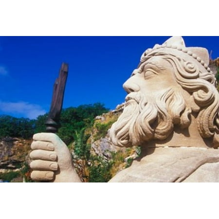 Statue of Neptune in Bermuda Maritime Museum Royal Naval Dockyard Bermuda Caribbean Canvas Art - Greg Johnston DanitaDelimont (35 x 24)