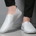 thumbnail image 4 of Xfvqtps Mens Loafers Apron Toe Simplicity Stretch Flexible Slip on Breathable Comfortable Soft Sole Casual Walking Driving Leather Shoes Shoes White, 4 of 6