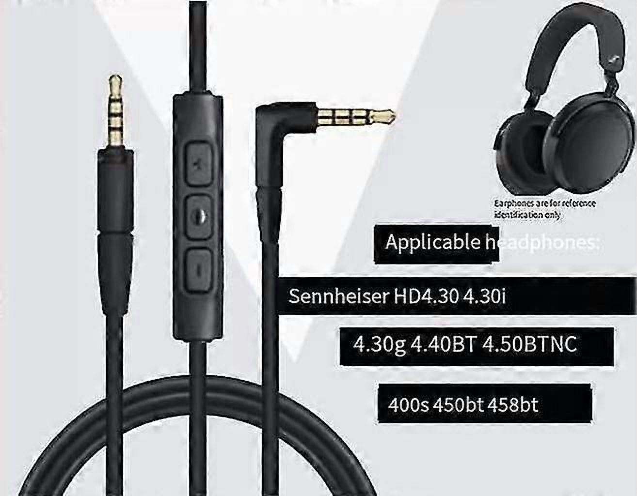 Replacement Audio Cable With Mic & Remote For Sennheiser HD 4.30 / 4.30i / 4.30G Headphones
