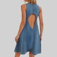 thumbnail image 4 of COMVALUE Women's Sleeveless Crew Neck A-Line Denim Dress Loose Casual Mini Jean Dresses 2026 (S, BU1), 4 of 9