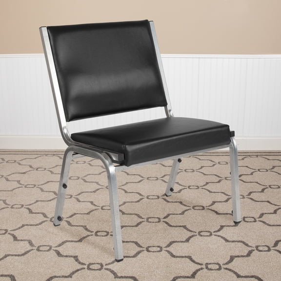 BizChair 4 Pack 1000 lb. Rated Black Antimicrobial Vinyl Bariatric Medical Reception Chair with 3/4 Panel Back