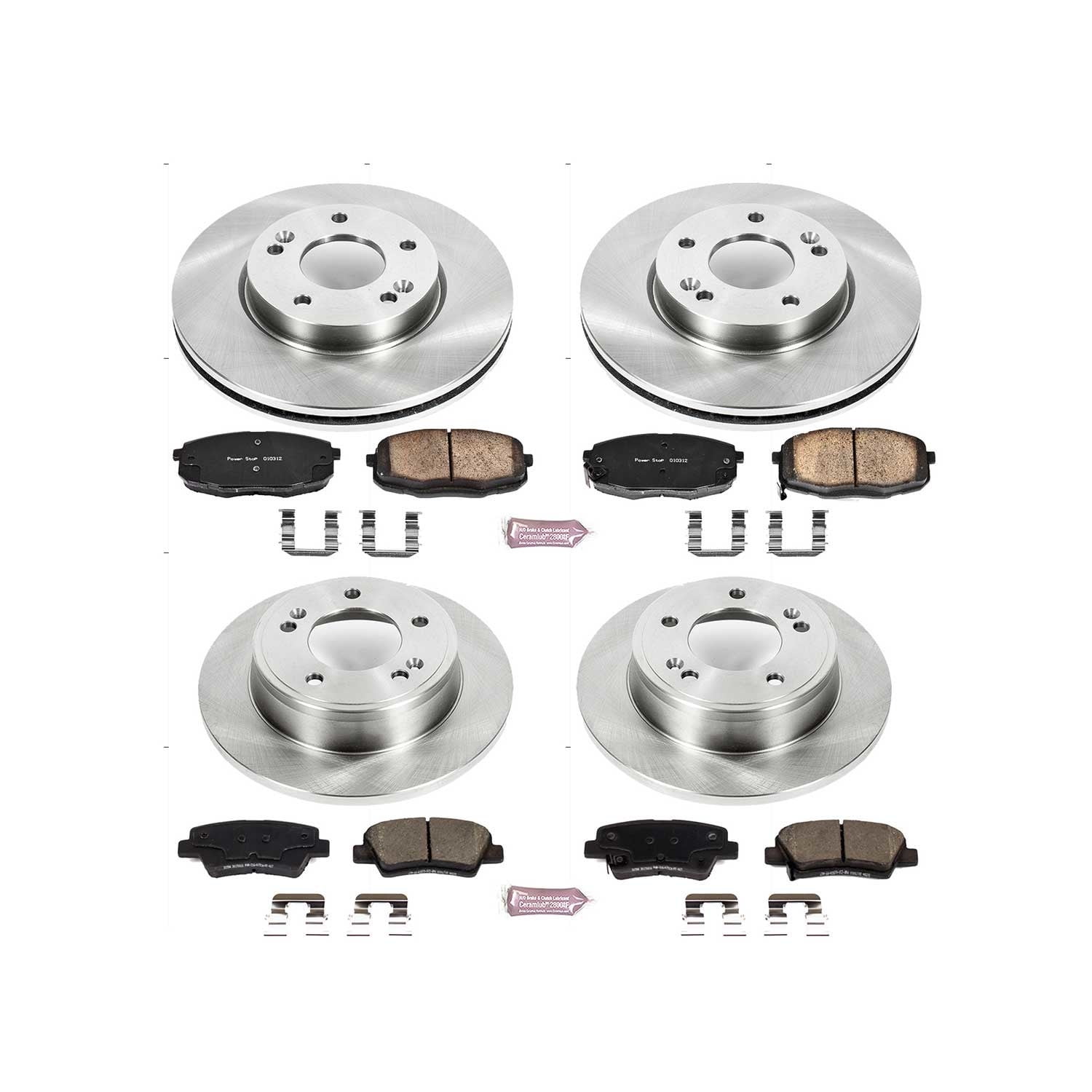 PowerStop Front and Rear Stock Replacement Brake Pad and Rotor Kit Fits: KIA Select Models KOE6945