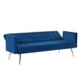 thumbnail image 6 of SYNGAR Couches for Living Room, Velvet Upholstered Convertible Sofa Bed with Armrests, Metal Legs, Adjustable Backrest, Mid Century Futon Sofa and Couch for Home Apartment Living Room, Blue, 6 of 10