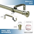 thumbnail image 3 of Urbanest Adjustable Single Curtain Rod Set Buckingham Finials – 5/8-Inch Diameter, With Antique Brass Rod, 84–120 Inches, 3 of 6