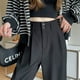thumbnail image 4 of Pantalones de traje negros Pantalones de mujer Pantalones de verano rectos casuales con forma de pera que adelgazan el cuerpo Pantalones de pierna ancha, 4 of 4