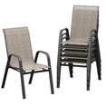 thumbnail image 1 of Gaderth Patio Chairs Set of 6, Outdoor Stackable Dining Chairs With Textilene Fabric, High Back All Weather Deck Chairs With Steel Frame and Armrests for Backyard Poolside Garden Balcony, 1 of 8