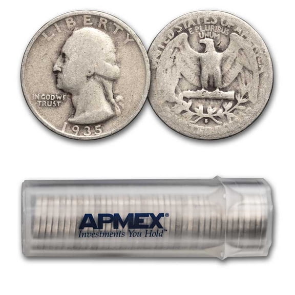 1935-S Washington Quarter 40-Coin Roll Avg Circ