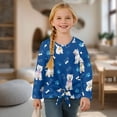 thumbnail image 4 of Xixirimido Blue West Highland White Terrier Pattern Girls Long Sleeve Shirt Kids Crewneck T-Shirts Trendy 3D Graphic Tie-hem Cute Tees for Fall Winter, Size 7-8, 4 of 7