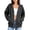 Dark Gray, variant on Womens Solid Full Zip Hooded Jacket with Drawstring and Kangaroo Pockets Oversized Casual Long Sleeve Drop Shoulder Sweatshirt Outerwear