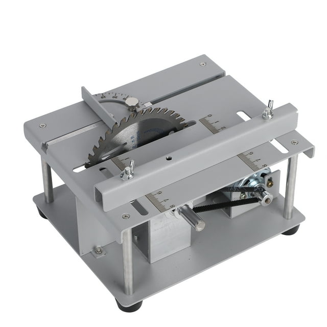 Mini Scie de Table, Support de Scie de Table Portable 110-240 V Multifonction Miniature avec Adaptateur d'Écrou Verrouillable pour la Coupe à la Maison pour le Travail du Bois Découpe Prise US