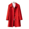 thumbnail image 4 of Mid Length Coat With Notch Lapel Button Front Pockets Long Sleeve Winter Outerwear For Cold Weather, 4 of 4