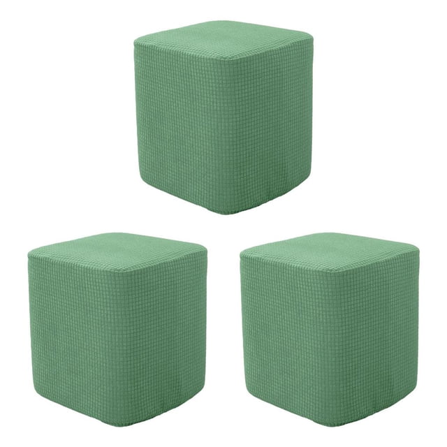 Ruiboury 1/2/3 Square Foot Rest Ottoman Covers Beautiful and Functional Footstool Slipcover Green 3PCS