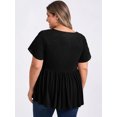 thumbnail image 3 of DARING DIVA Women's Plus Eyelet Embroidery Blouse with Ruffle Hem 3X Black, 3 of 5