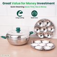 thumbnail image 3 of The Indus Valley Stainless Steel Idli Maker With 2 Idli Plates|14 Idlis | 27Cm/14.5 Inch, 4.5Ltr, 1.80Kg | 3-Layer Thick Bottom | Induction Friendly, Silver, 3 of 8