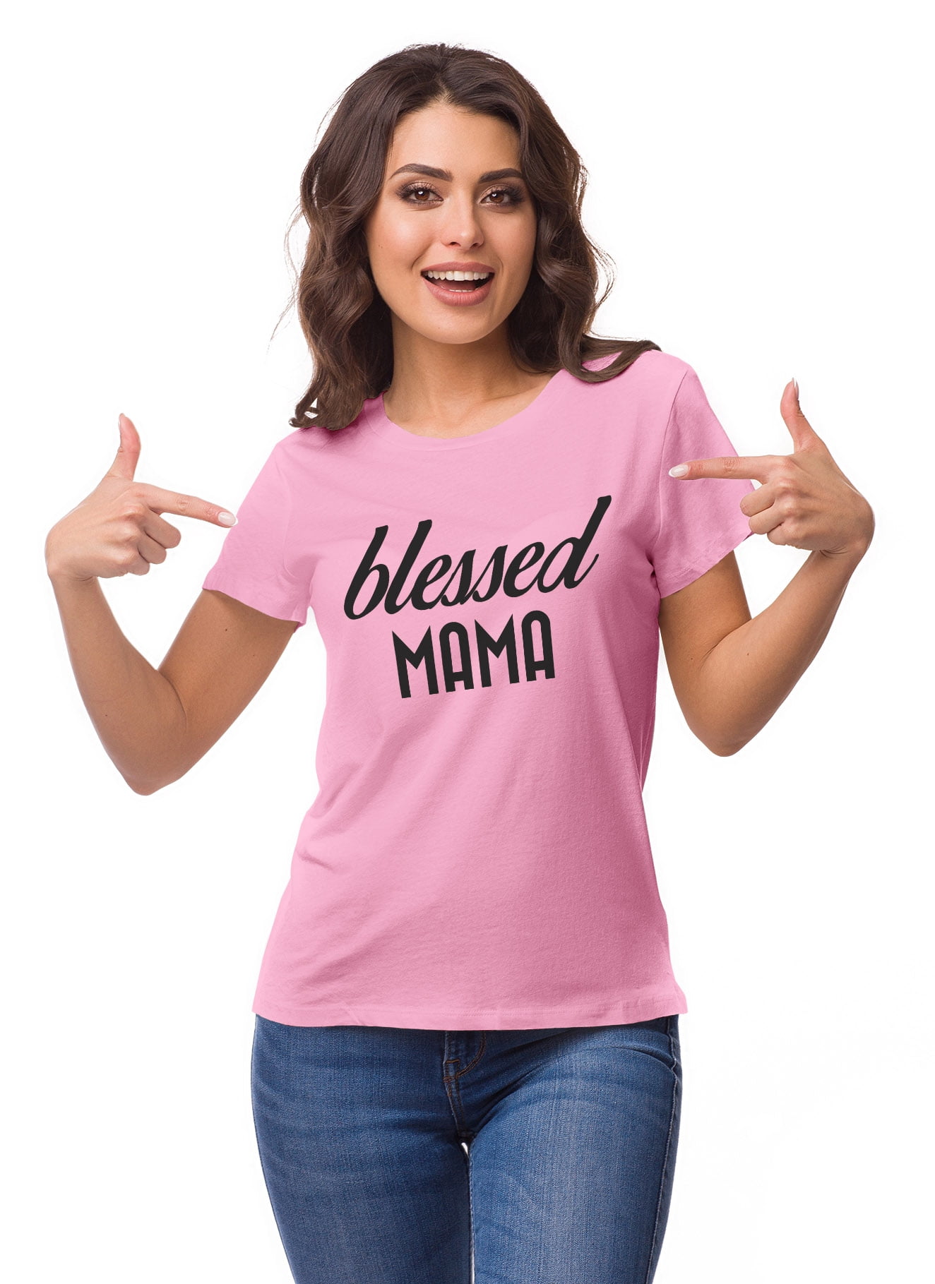 Inkmeso Crew Neck Blessed Mama Graphic Tshirt Short Sleeve Women Cotton Tee