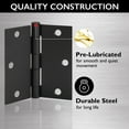 thumbnail image 5 of Design House 3-Pack 3.5" H x .125" Radius Square Interior Door Hinges, Matte Black, 5 of 15