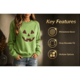 thumbnail image 4 of vzibsiv Womens Pumpkin Face Rhinestone Sweatshirt Halloween Party Wear,Green L, 4 of 5