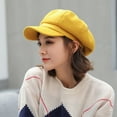thumbnail image 5 of Winter Felt Beret for Women, Women Newsboy Hats, Retro Solid Color Fashion All-Match Newsboy Cap, Spring Yellow, 5 of 8