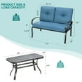 thumbnail image 3 of ostway 2-Piece Steel Outdoor Patio Dining Set with Cushions, Blue, 3 of 10