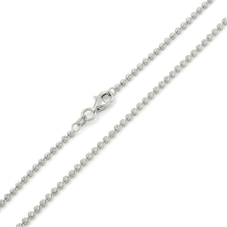Sterling Silver Dog Tag Chain, 2mm Chain, 16-36 Inch, Sterling Ball Chain,  Sterling Silver Bead Chain, 925 Chain, Sterling Dog Tag Chain 