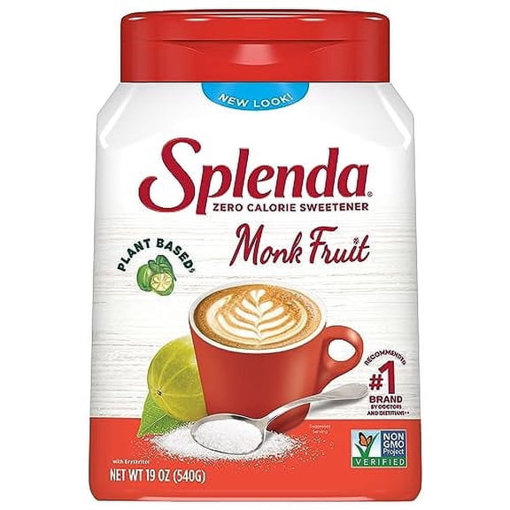 SPLENDA Naturals Monk Fruit Zero Calorie All Natural Granulated Sweetener Jar, 19 oz