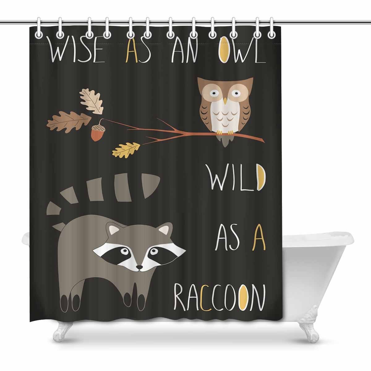 Pop Wise As An Owl Wild As A Raccoon Bathroom Decor Shower Curtain Set 66x72 Inch Walmart Canada