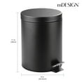 thumbnail image 3 of mDesign Small 1.3 Gallon Round Metal Step Trash Can with Liner/Handle - Black, 3 of 8