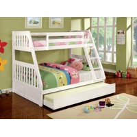 Furniture of America Nahla Cottage Wood Bunk Bed, Twin/Full, White