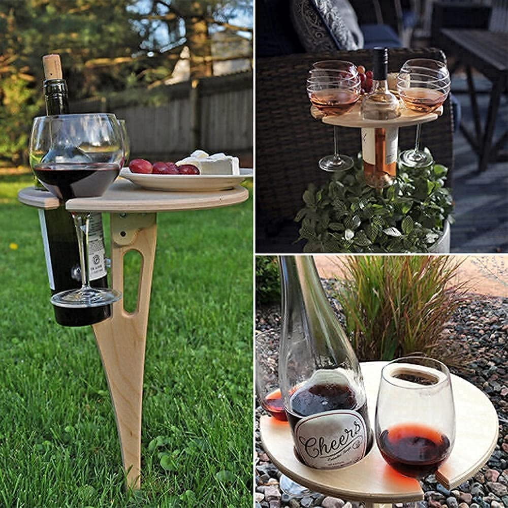 Mini Garden Picnic Camping Drinks Table with metal spike leg and anti-slip mat 