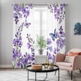 thumbnail image 4 of Purple Flowers Kitchen Curtains Window Panels, Butterfly Spring Floral Watercolor Farmhouse Insulated Window Treatment Curtain, Grommet Curtains for Bedroom/Living Room/Bathroom, 2 Piece 42"Wx84"L, 4 of 8