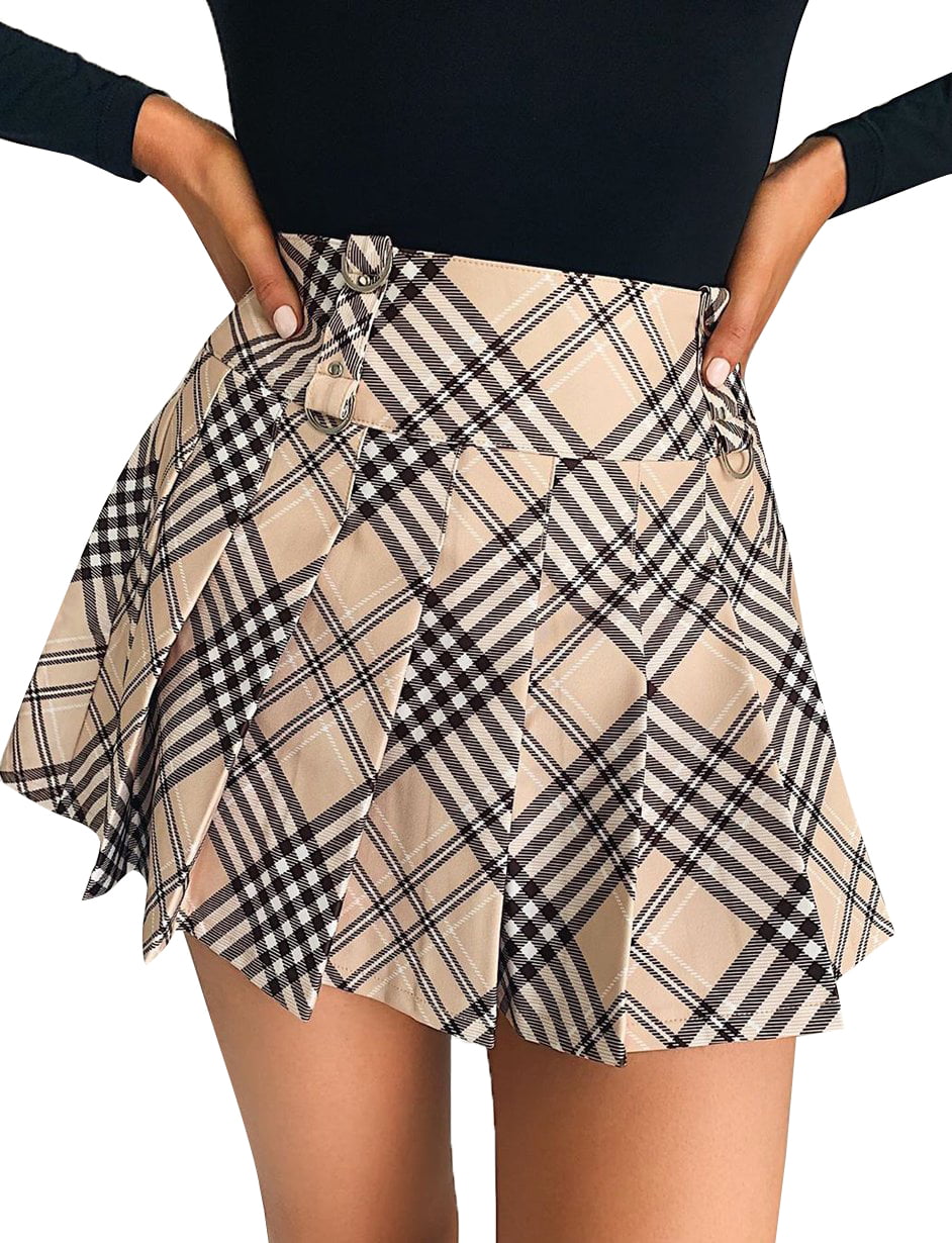 Short pleated printed skirt