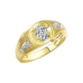 thumbnail image 5 of RYLOS Men's Rings 14K Yellow Gold Rings Classic Designer Style 8X6MM Oval Gemstone & Diamond Ring White Topaz April Birthstone Rings For Men Size 8, 5 of 6