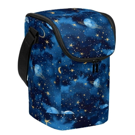 

Anna Cowper Stand-up Picnic Bag for Women/Men Travel Shopper Large Capacity Food Delivery Bag Handbag Insulation Bag Space Planet Stars