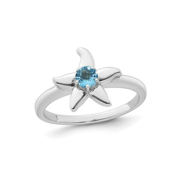 1/4 Carat (Ctw) Blue Topaz Starfish Ring in Sterling Silver