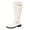 White, variant on HEWUQI Women's Knee High Boots Leather Round Toe Adjustable Buckles Strap Winter Shoes Side Zipper Fall Flat Motorcycle Booties White Size 9.5