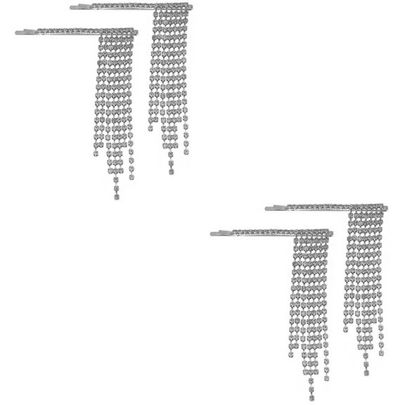 Silver Hair Pins Tassel Clip Stylish Hairpin Woman Bridal Fashion Alloy Bride 2 Pair