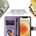 thumbnail image 7 of Allytech Wallet Case for Samsung Galaxy S10e 5.8", Premium Folio PU Leather Flip [Card Slots][Magnetic Closure][Hand Strap] Embossed Floral Purse Case for Galaxy S10 E, Purple, 7 of 7