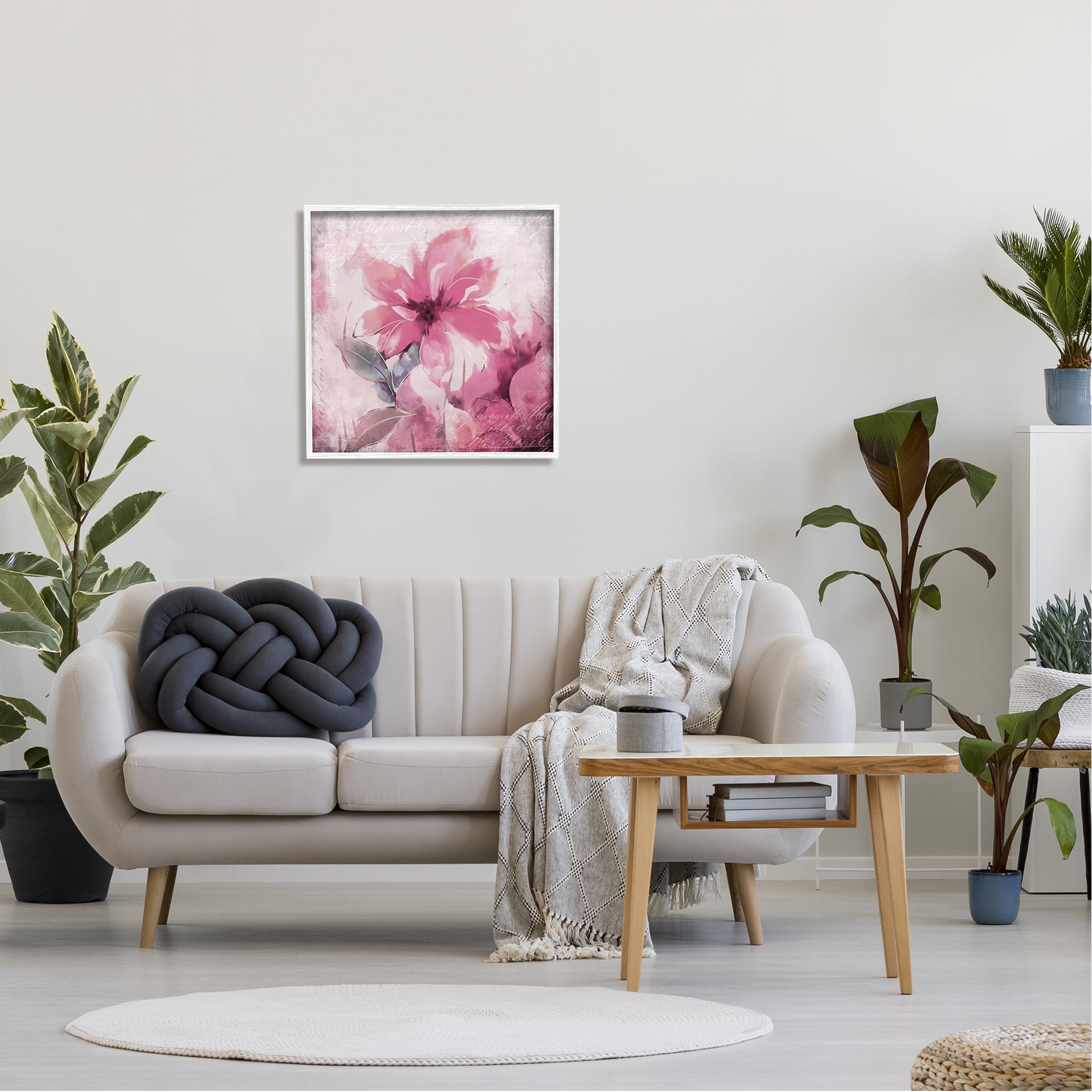 Stupell Industries Vintage Pink Florals Botanical & Floral Painting White Framed Art Print Wall Art, 24 x 24