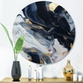 thumbnail image 2 of Designart "Enigmatic Stones Blue and White IV" Abstract Marble Metal Round Wall Art, 2 of 5