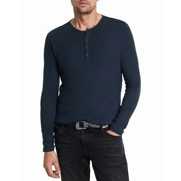 John Varvatos mens Carver Regular Fit Wool-Blend Henley, s, Blue