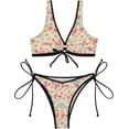 thumbnail image 2 of Dreamtimes Exotic Flowers Bikinis Swimsuit Set for Women Swimwear Triangle Bathing Suit Tie String Thong, Small, 2 of 7