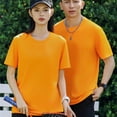 thumbnail image 2 of YLSDY Men's Knit T-Shirt Summer Fashion Quick Dry Short Sleeve Tee Crewneck Sweater Shirt Casual Pullover Tops Orange L, 2 of 6